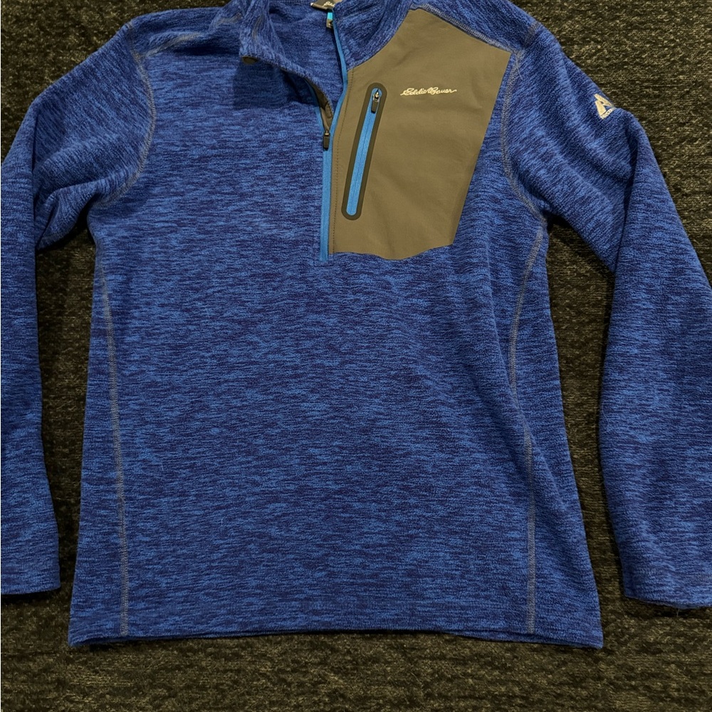 Eddie Bauer Men's Blue  1/4 Zip fleece Sweater